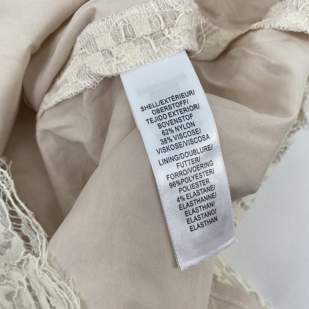 Adrianna Papell Size 14 Off Shoulder Lace Sheath Dress Cream Wedding *NWT* - Picture 9 of 11